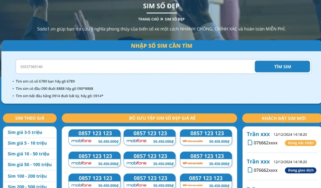 Sim số đẹp tại VinaSim tra cứu dễ dàng cú pháp đơn giản