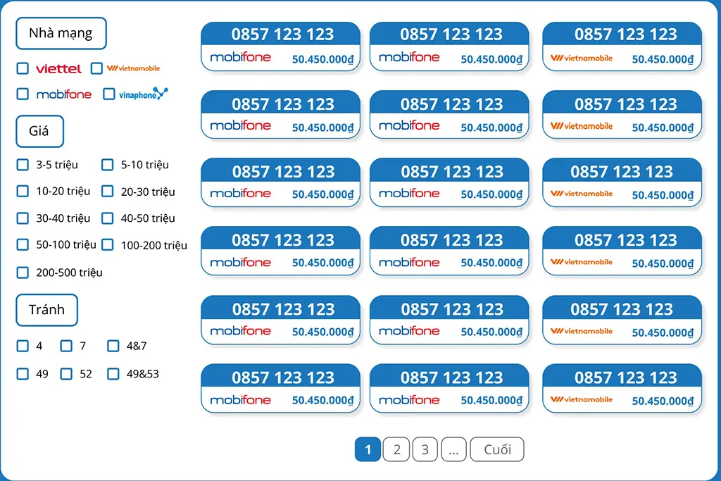 Website VinaSim hỗ trợ lựa chọn mua sim số đẹp trả góp theo ý thích.